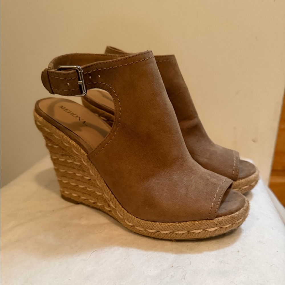 Tan Wedge Espadrille Sandals